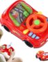 Gifts2U 2-in-1 Toddler RC Racing Adventure Car Steering Wheel Toy, Vehicle Sound Turn Signal Simulated for 18+ Months Baby Learning, Driving Cars Competition Game Toys Birthday Gift for Boy Girl