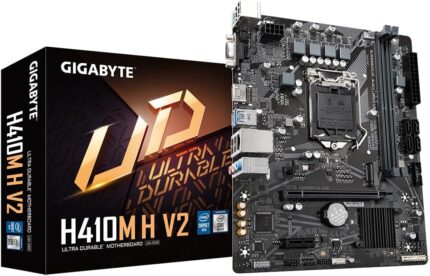 Gigabyte H410M H V2 Motherboard – Supports Intel Core 10th CPUs, up to 2933MHz DDR4 (OC), 1xPCIe 3.0 M.2, GbE LAN, USB 3.2 Gen 1