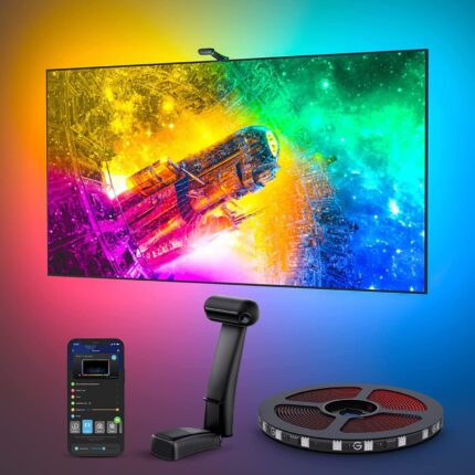Govee Envisual TV LED Backlight T2 with Dual Cameras, 11.8ft RGBIC Wi-Fi LED Strip Lights for 55-65 inch TVs, Double Strip Light Beads, for Home Decorations, Smart App Control, Music Sync