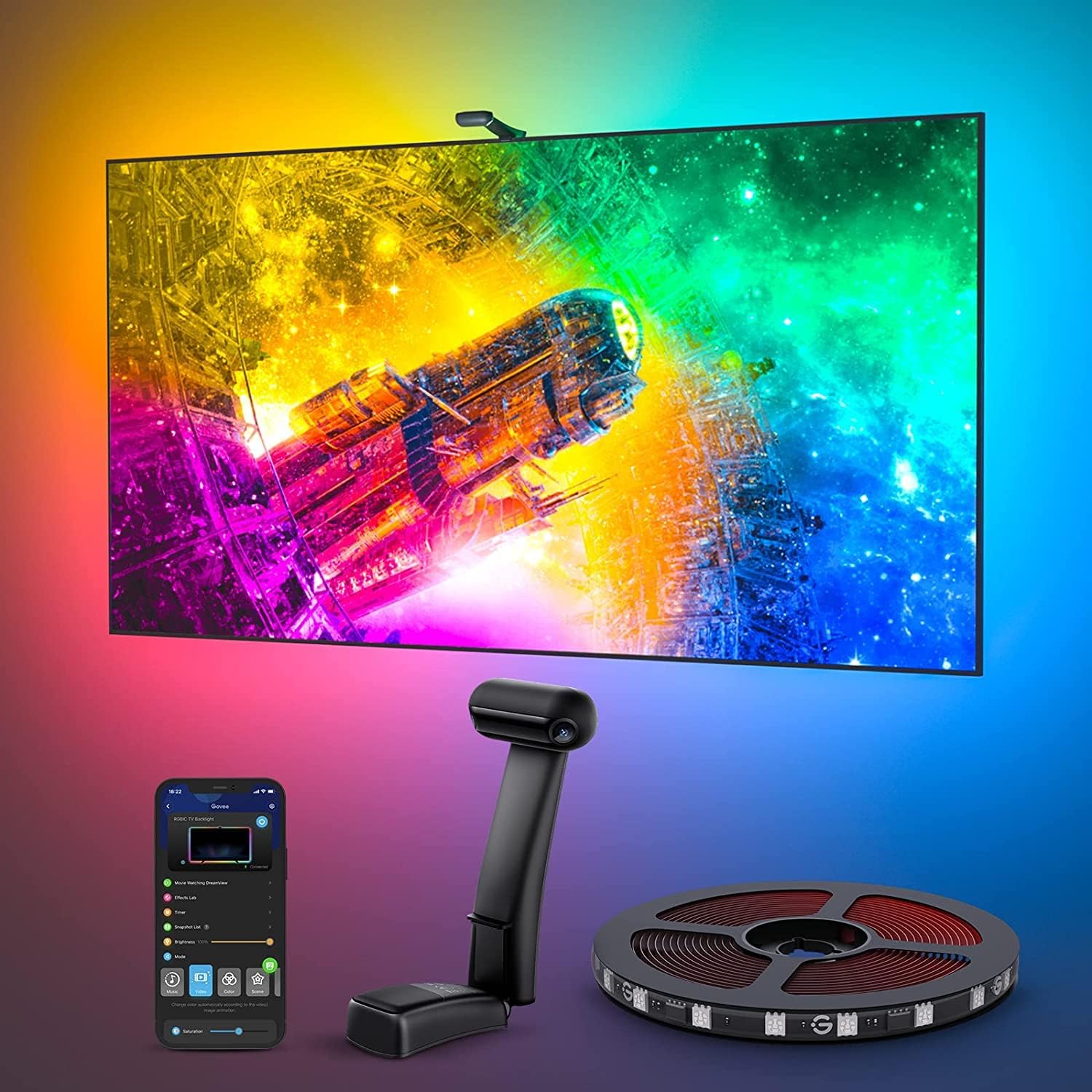 Govee Envisual TV LED Backlight T2 with Dual Cameras, 11.8ft RGBIC Wi-Fi LED Strip Lights for 55-65 inch TVs, Double Strip Light Beads, for Home Decorations, Smart App Control, Music Sync Govee Envisual TV LED Backlight T2 with Dual Cameras, 11.8ft RGBIC Wi-Fi LED Strip Lights for 55-65 inch TVs, Double Strip Light Beads, for Home Decorations, Smart App Control, Music Sync