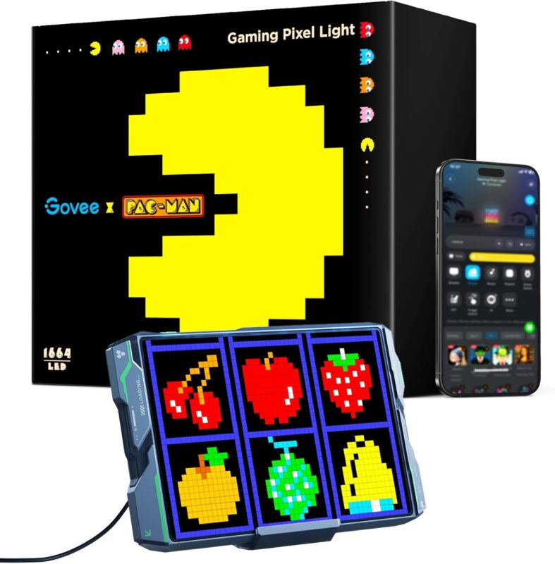 Govee x PAC-MAN Gaming Pixel Light, RGBIC LED Panel with Real-time Info Display, 150+ Scene Modes & DIY Options, Smart Pixel Lights (Wi-Fi Only), Works with Alexa, Game Room Decor, 52x32 Pixels