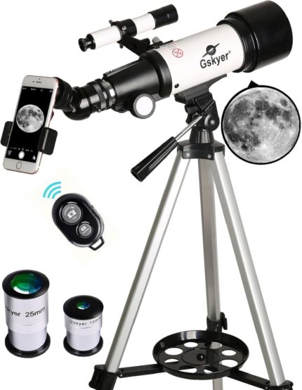 Gskyer Telescope, 70mm Aperture 400mm AZ Mount Astronomical Refracting Telescope for Kids Beginners – Travel Telescope with Carry Bag, Phone Adapter and Wireless Remote.