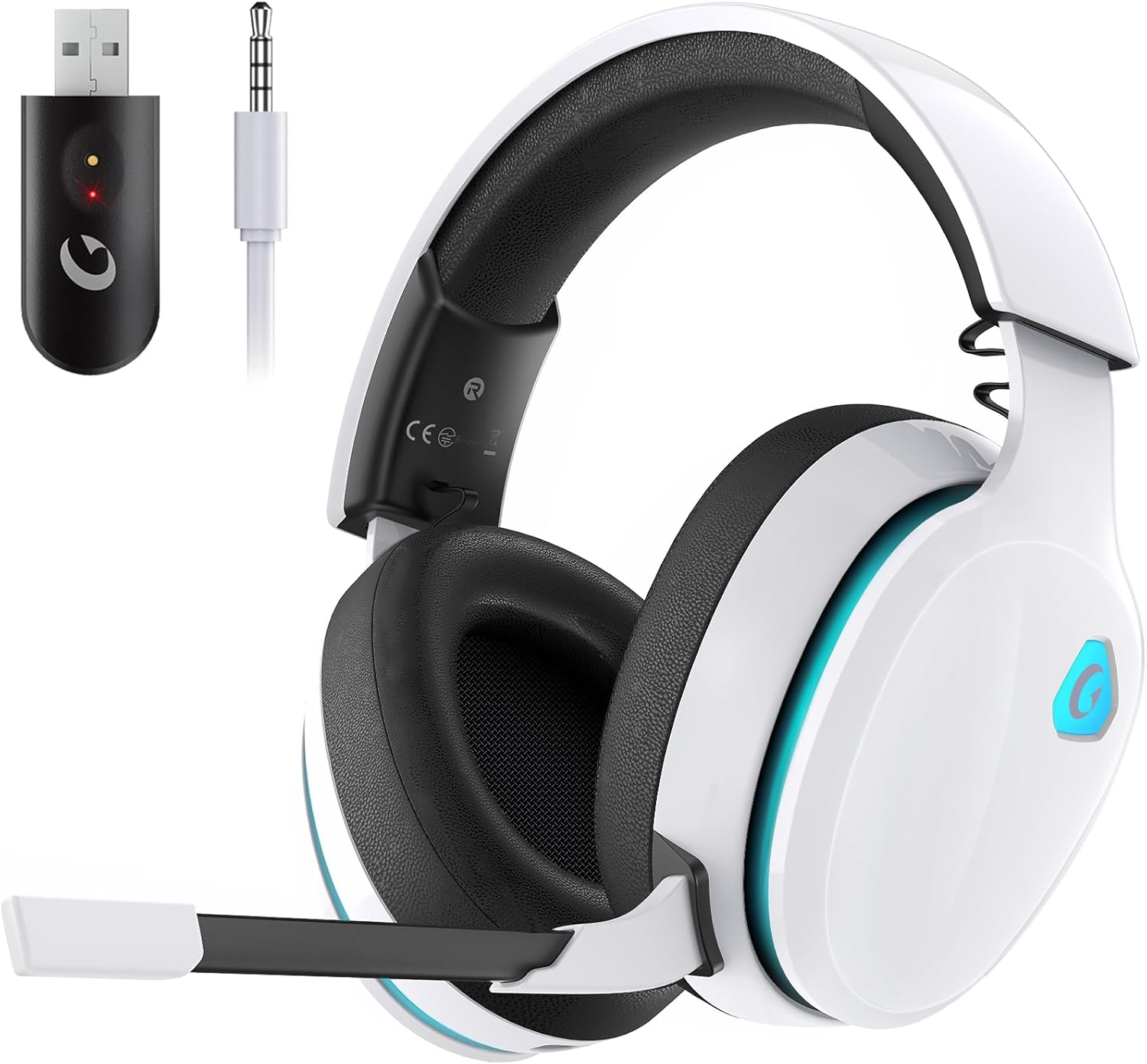 Gtheos 2.4GHz Wireless Gaming Headset for PS5, PS4 Fortnite & Call of Duty/FPS Gamers, PC, Nintendo Switch, Bluetooth 5.3 Gaming Headphones with Noise Canceling Mic, Stereo Sound, 40+Hr Battery -White Gtheos 2.4GHz Wireless Gaming Headset for PS5, PS4 Fortnite & Call of Duty/FPS Gamers, PC, Nintendo Switch, Bluetooth 5.3 Gaming Headphones with Noise Canceling Mic, Stereo Sound, 40+Hr Battery -White