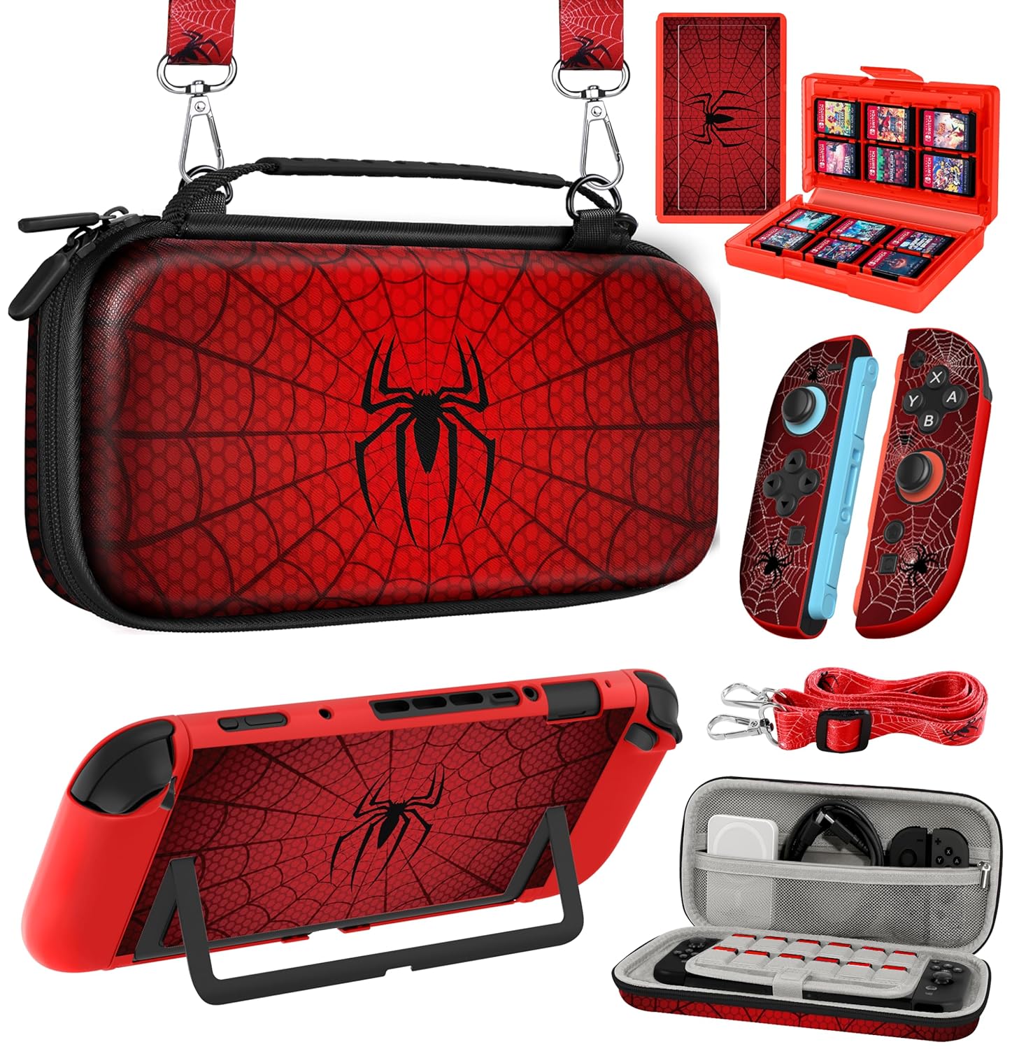 Gurgitat 6in1 Kits Accessories Bundle for Nintendo Switch 2 2025 – Cute Carrying Case, Protective Cover, Joy Con Grips, Thumb Grips, 24 Game Holder, Shoulder Strap Teens Boys Girls, Red Gurgitat 6in1 Kits Accessories Bundle for Nintendo Switch 2 2025 – Cute Carrying Case, Protective Cover, Joy Con Grips, Thumb Grips, 24 Game Holder, Shoulder Strap Teens Boys Girls, Red