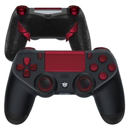 HEXGAMING NEW EDGE Wireless Controller Compatible with ps4-4 Back Buttons, 6 Profiles, Hair Triggers, Swappable Thumbsticks – Black Red