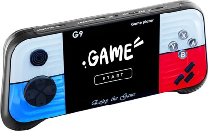 Handheld Game Console Built-in 400 Retro Games, Travel-Friendly Gaming Console with Long Battery Life, Plug and Play Video Game Console for Kid Adult (Blue and Red)