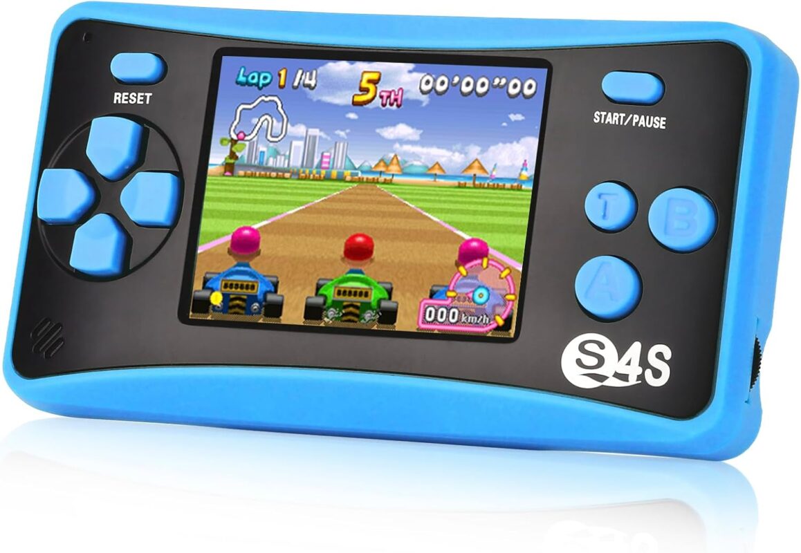 Handheld Game for Kids Ages 4-10, 2025 Upgraded, 142 Classic Mini Games, TV Output, 2.5" LCD Screen, Portable Arcade System, Birthday for Children-Blue