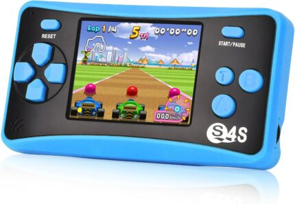 Handheld Game for Kids Ages 4-10, 2025 Upgraded, 142 Classic Mini Games, TV Output, 2.5″ LCD Screen, Portable Arcade System, Birthday for Children-Blue