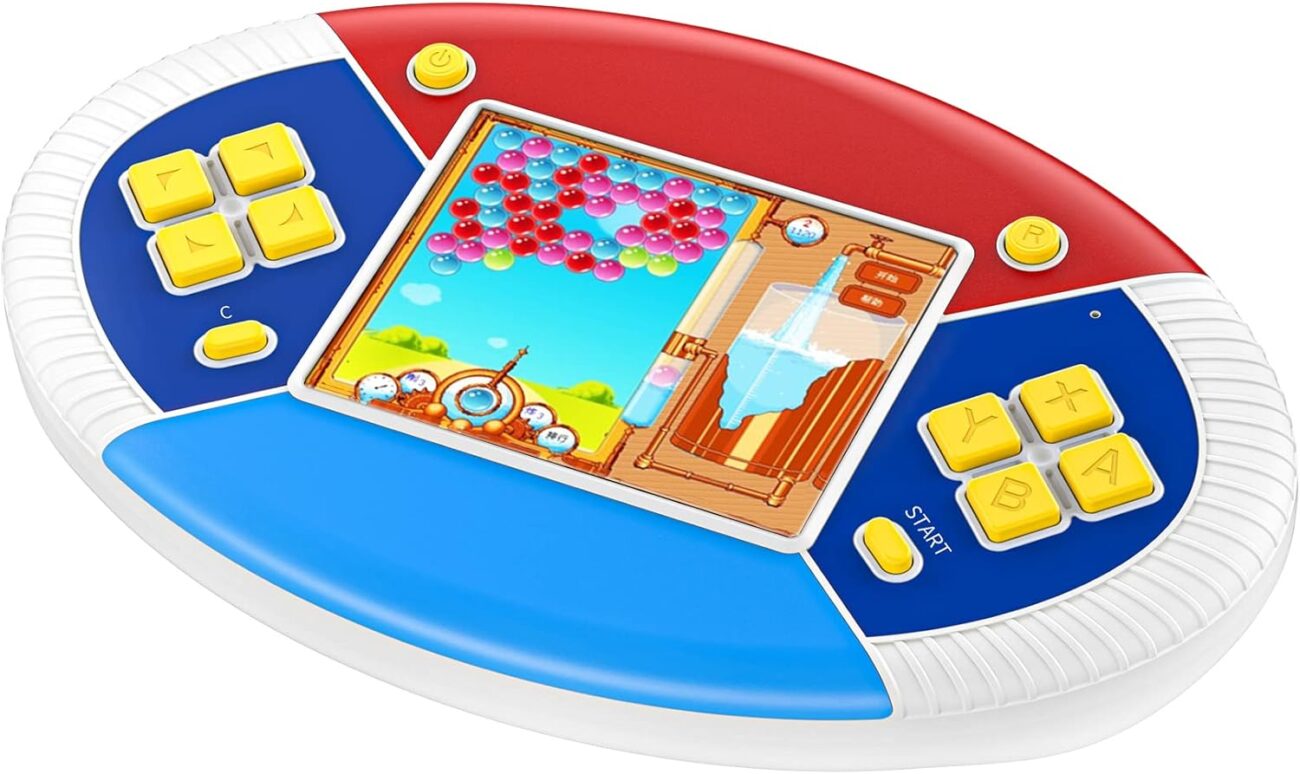 Handheld Games for Ages 14+ Build in 218 Puzzle Leisure Video Games Portable Rechargeable Oval Colorful Gamming System with 3.0” LCD Birthday Christmas Party Gift (White)