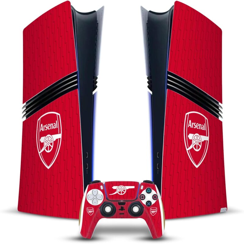 Head Case Designs Officially Licensed Arsenal FC Home 2023/24 Crest Kit Vinyl Sticker Gaming Skin Decal Cover Compatible With Sony PlayStation 5 PS5 Pro Digital Edition Console & DualSense Controller