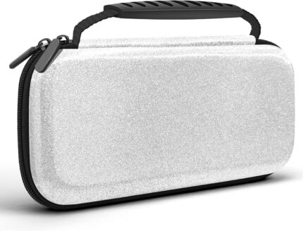 Homicozy Glitter Carrying Compatible with Nintendo Switch OLED & Switch Console, Silver Protective Hard Travel Shell Pouch for Nintendo Switch Console/Accessories, Gaming Case for Girls