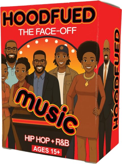 HoodFued Music Edition – Black Culture Hip Hop and RNB Soul Trivia Deck for Game Night, 76 Survey Questions, 2-Team Feud-Style Play, Portable Party Fun for Cookouts & Dorms