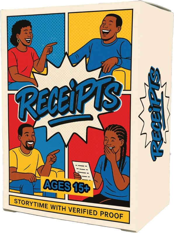 HoodFued Presents Receipts Card Game – Bring The Group Chat to The Table Party Game, 4-10 Players, Quick 20-30 Min, 76 Cards with Plot Twists & Wildcards, Perfect for Cookouts & Kickbacks