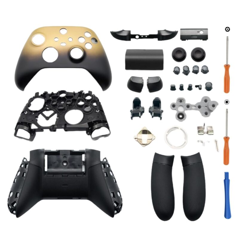 Hzxkqmil Full Housing Shell Kit for Xbox Series X/S Controller - Gold Special Edition, Replacement Front Back Cover Bumper Buttons D-pad Side Rails Accessories for Xbox Wireless Controller