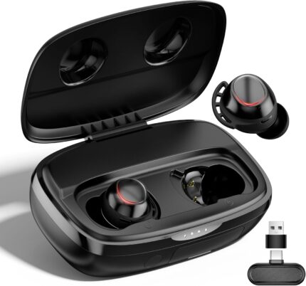 IAMJOY Gaming Earbuds, 20ms Ultra-Low Latency Wireless Earbuds, 90H Playtime, 2.4GHz Dongle & Bluetooth, Noise-Canceling Mic, Compatible with Meta Quest 3/2, PS5/4, Switch, Steam Deck, PC