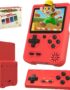 JKV Handheld Game Consoles - 500 Retro Classic Video Games, 1020mAh Rechargeable Battery 3.0" HD Screen, Portable Travel Games Mini Arcade Pocket Player, Support TV, Present for Kids & Adults (Red)