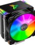 JONSBO CR1400 RGB CPU Air Cooler, 92mm PWM CPU Cooler with 4 Heat Pipes, Removable Computer PC Fans Easy to Install, Quiet Rainbow RGB Cooling Fan for Intel LGA 1851/1700/1200/1151, AMD AM4 AM5, Black