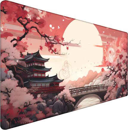 Japanese Large Gaming Mouse Pad with Stitched Edges, 31.5″ x 15.7″ Large Extended Computer Pad, Mouse Pad Protector with Non-Slip Waterproof Rubber Base for Laptop Office Accessories, Sunset