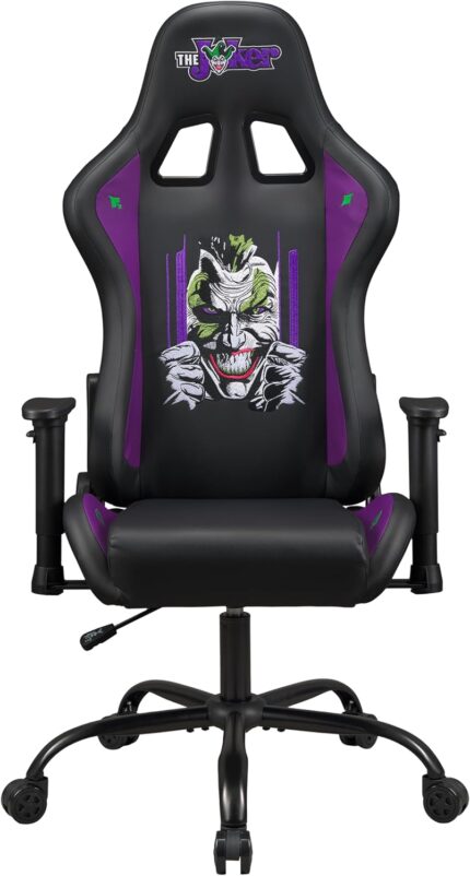 Joker – Gaming Chair or Office Chair, Adult Gamer Chair, Comfortable seat, Integrated headrest, Adjustable armrests and Height, Ergonomic backrest – Black