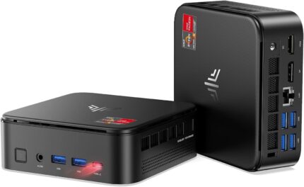 KAMRUI E3B Mini Gaming pc ryzen, AMD Ryzen 7 5700U Mini Computers (8C/16T, Up to 4.5GHz), 32GB DDR 512GB SSD Mini PC Ryzen, Dual LAN Support 4K Triple Display WiFi6/BT5.2/DP1.4/USB3.2