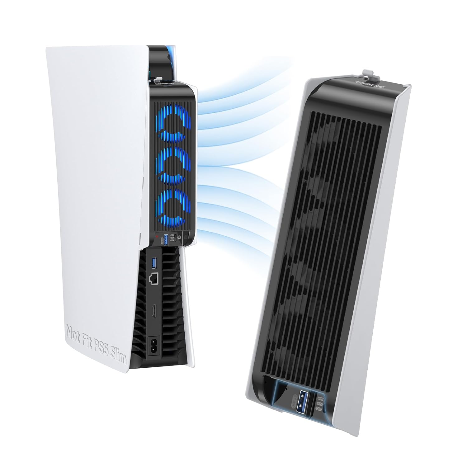 KIWIHOME Cooling Fan for PS5 Accessories, Upgraded Quiet Cooler Fan with Auto Speed, Controller USB3.0 Port & LED for PS5 2020 Only, Not for PlayStation 5 Slim/Pro, White KIWIHOME Cooling Fan for PS5 Accessories, Upgraded Quiet Cooler Fan with Auto Speed, Controller USB3.0 Port & LED for PS5 2020 Only, Not for PlayStation 5 Slim/Pro, White