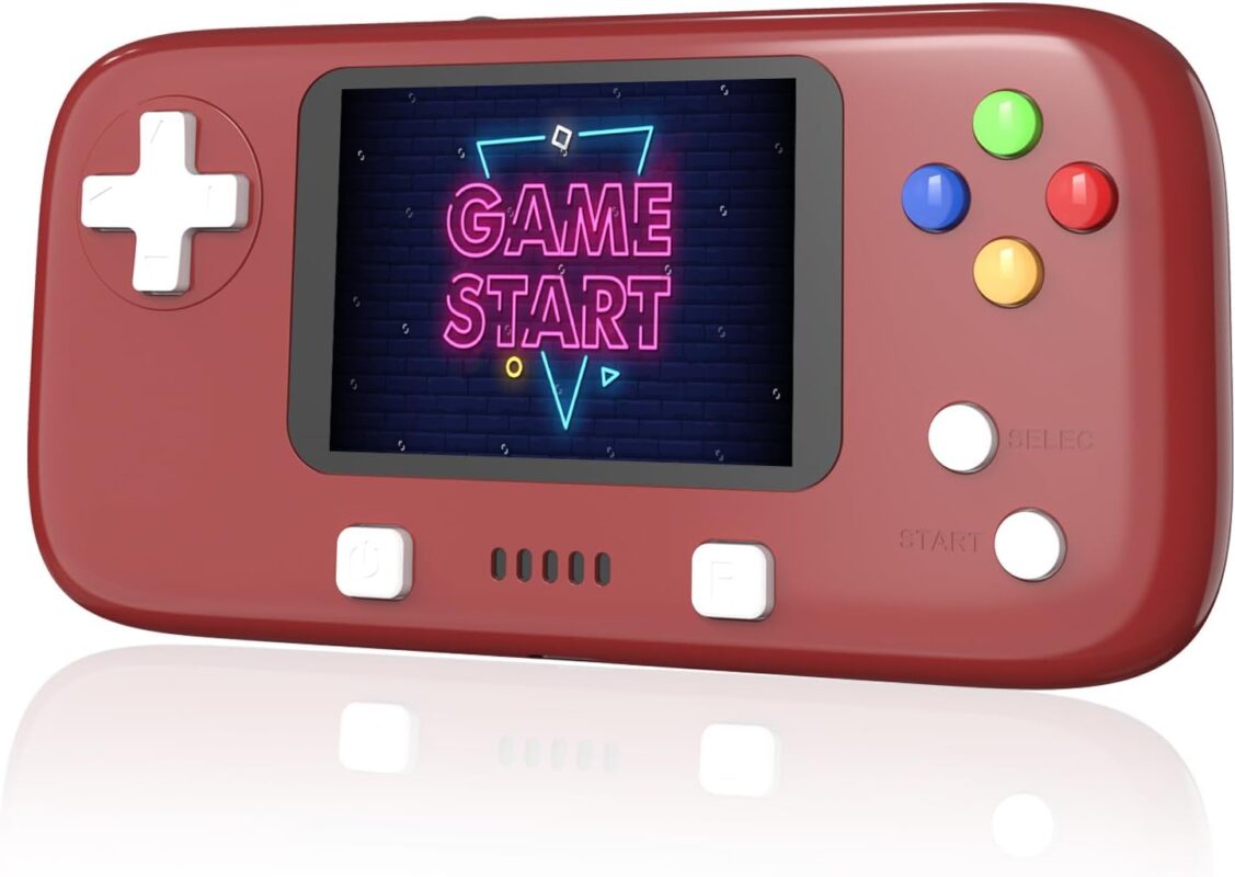 Kids Handheld Video Game Console Built in 400 Games, Travel-Friendly Handheld Gaming Console for Boy Girl, 2.8" Color Screen, Rechargeable Battery, Birthday for Children (Burgundy)