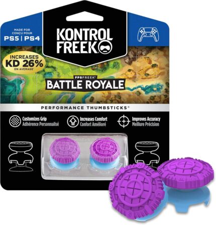 KontrolFreek FPS Freek Battle Royale Performance Thumnbsticks for PlayStation 4 (PS4) and PlayStation 5 (PS5) | 2 High-Rise Convex | Purple