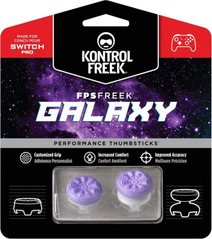 KontrolFreek FPS Freek Galaxy Performance Thumbsticks for Nintendo Switch | 1 Mid-Rise, 1 High-Rise Concave | Purple