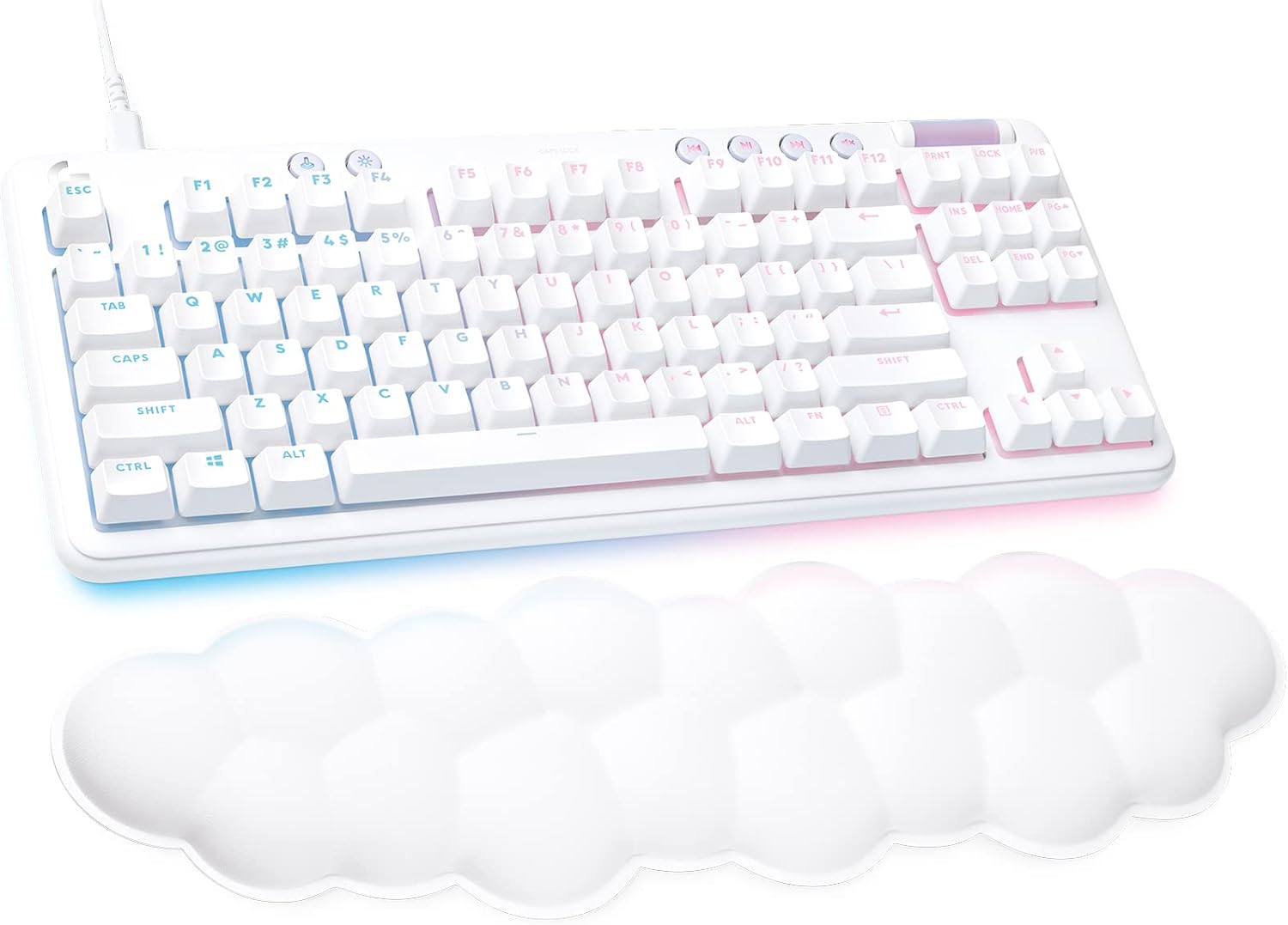 Logitech G713 Wired Mechanical Gaming Keyboard with LIGHTSYNC RGB Lighting, Linear Switches (GX Red), and Keyboard Palm Rest, PC and Mac Compatible – White Mist Logitech G713 Wired Mechanical Gaming Keyboard with LIGHTSYNC RGB Lighting, Linear Switches (GX Red), and Keyboard Palm Rest, PC and Mac Compatible – White Mist