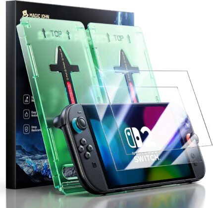 MAGIC JOHN for Nintendo Switch 2 Eye Protection Screen Protector 7.9” 2025, Anti-Glare, Blue Light Filter, HD Clear, Automatic Dust Removal, 9H Tempered Glass, Compatible with Switch Console, 2 Pack