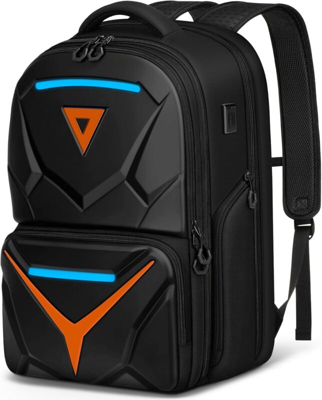 MATEIN Hard Shell Gaming Backpack for Men, Waterproof Extra Large Laptop Backpack with EVA Front Shield, 18 inch TSA Approved Gaming Laptop Bag with Controller Pockets & Cooling Pad Compartment
