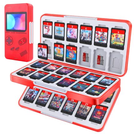 MOSAHOLL Switch Game Card Case Holder – Portable Game Organizer Traveler Gift Accessories with 48 Cartridge Slots and 24 Micro SD Card Storage, Magnetic Closure, Protective Hard Shell and Soft Lining