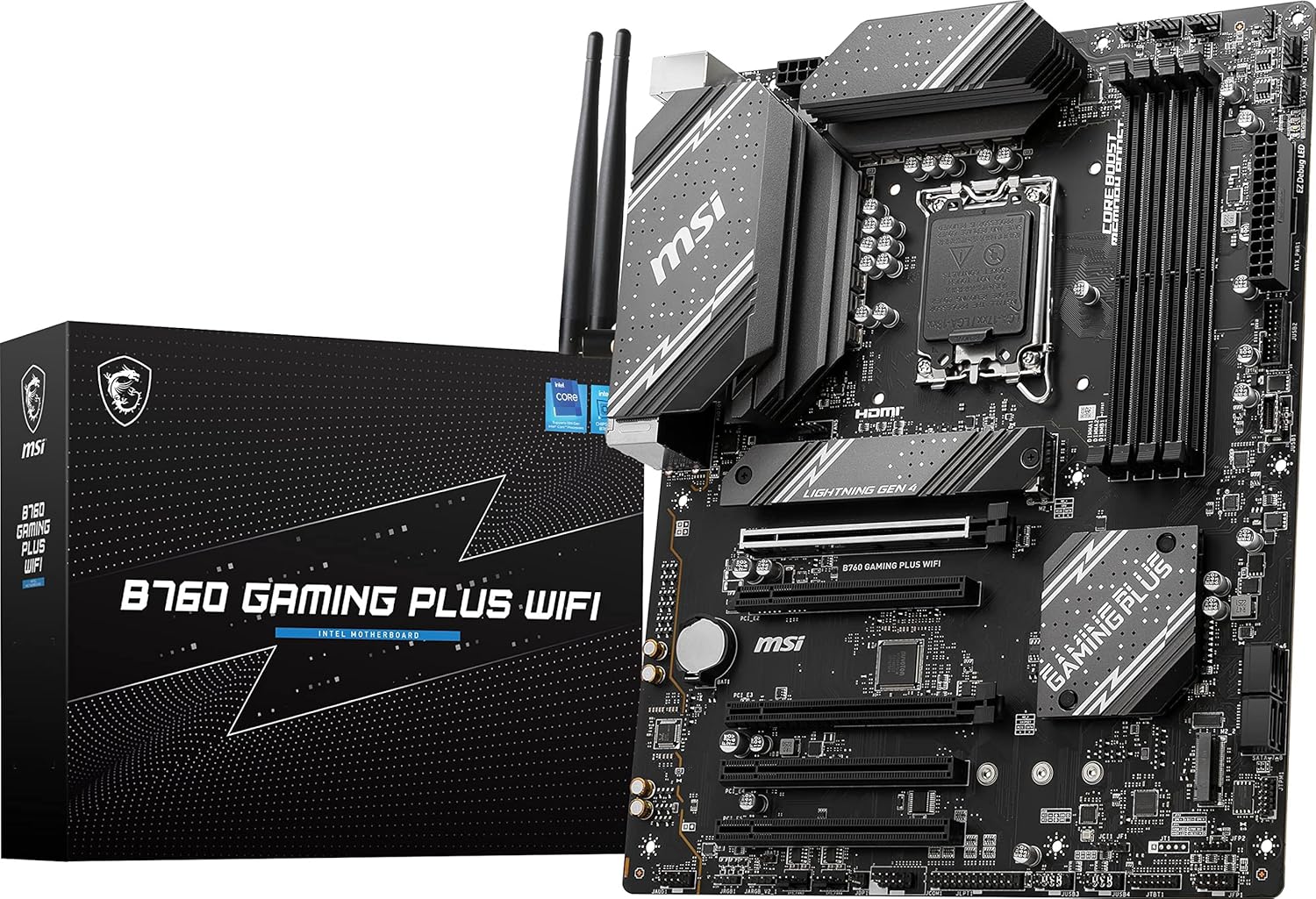 MSI B760 Gaming Plus WiFi Gaming Motherboard (Supports 12th/13th/14th Gen Intel Processors, LGA 1700, DDR5, PCIe 4.0, M.2, 2.5Gbps LAN, USB 3.2 Gen2, HDMI/DP, Wi-Fi 6E, Bluetooth 5.3, ATX) MSI B760 Gaming Plus WiFi Gaming Motherboard (Supports 12th/13th/14th Gen Intel Processors, LGA 1700, DDR5, PCIe 4.0, M.2, 2.5Gbps LAN, USB 3.2 Gen2, HDMI/DP, Wi-Fi 6E, Bluetooth 5.3, ATX)