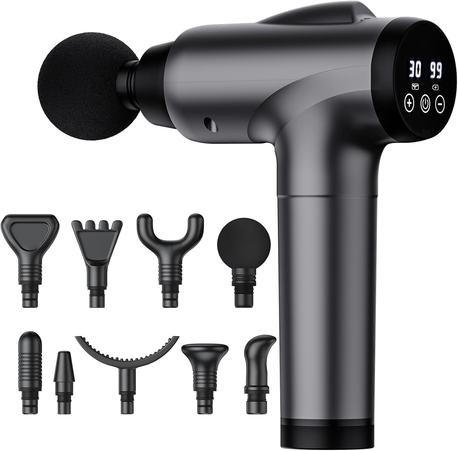 Massage Gun Deep Tissue, Handheld Electric Muscle Massager, High Intensity Percussion Massage Device for Pain Relief with 9 Attachments & 30 Speed(Grey) Massage Gun Deep Tissue, Handheld Electric Muscle Massager, High Intensity Percussion Massage Device for Pain Relief with 9 Attachments & 30 Speed(Grey)