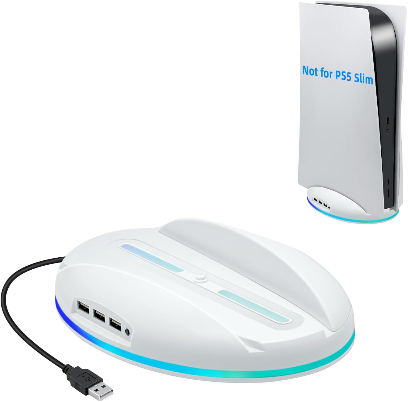 Mcbazel RGB Vertical Stand for PS5 Console, LED Base Gaming Stand with USB Hub Compatible with PS5 Console – White (NOT for PlayStation 5 Slim/Pro) Mcbazel RGB Vertical Stand for PS5 Console, LED Base Gaming Stand with USB Hub Compatible with PS5 Console – White (NOT for PlayStation 5 Slim/Pro)