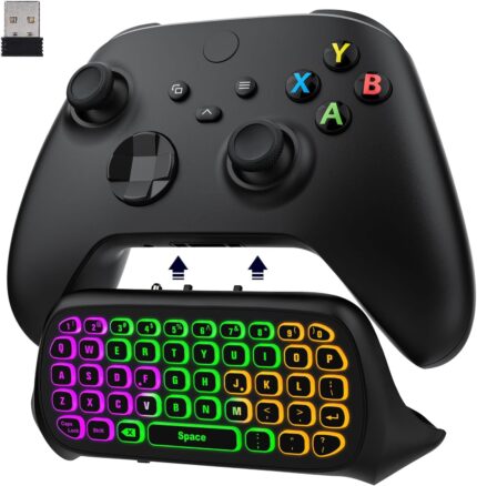 MoKo RGB Backlight Keyboard for Xbox One Controller, Xbox Series X/S, Wireless Chatpad Keypad w/ 2.4G Receiver, Xbox Accessories for Xbox One S/Elite