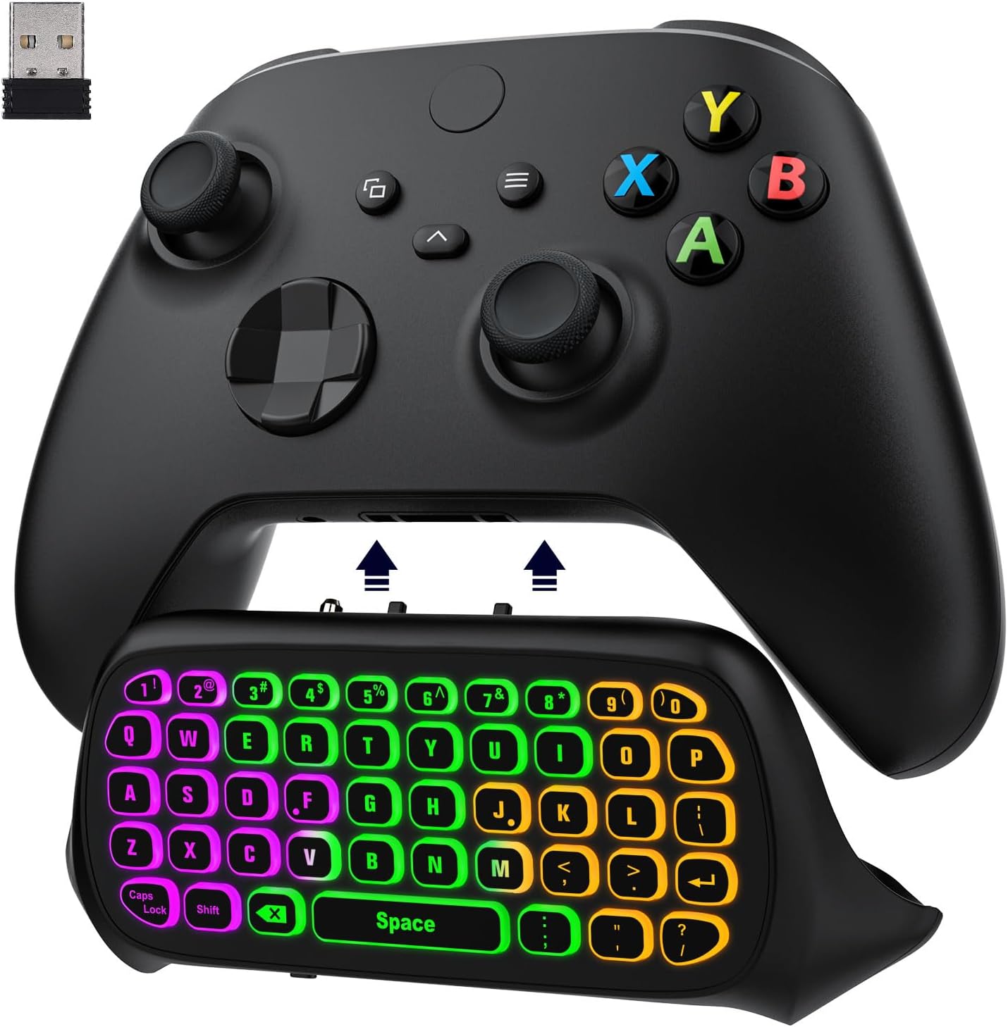 MoKo RGB Backlight Keyboard for Xbox One Controller, Xbox Series X/S, Wireless Chatpad Keypad w/ 2.4G Receiver, Xbox Accessories for Xbox One S/Elite MoKo RGB Backlight Keyboard for Xbox One Controller, Xbox Series X/S, Wireless Chatpad Keypad w/ 2.4G Receiver, Xbox Accessories for Xbox One S/Elite