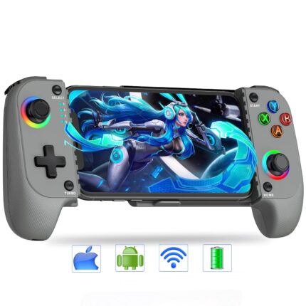 MystNova Wireless Phone Mobile Gaming Controller for iPhone/Android – Turn Your iPhone into a Gaming Console – Play Xbox, Cloud Gamepad for iOS with Hall Joystick, Turbo (Grey)