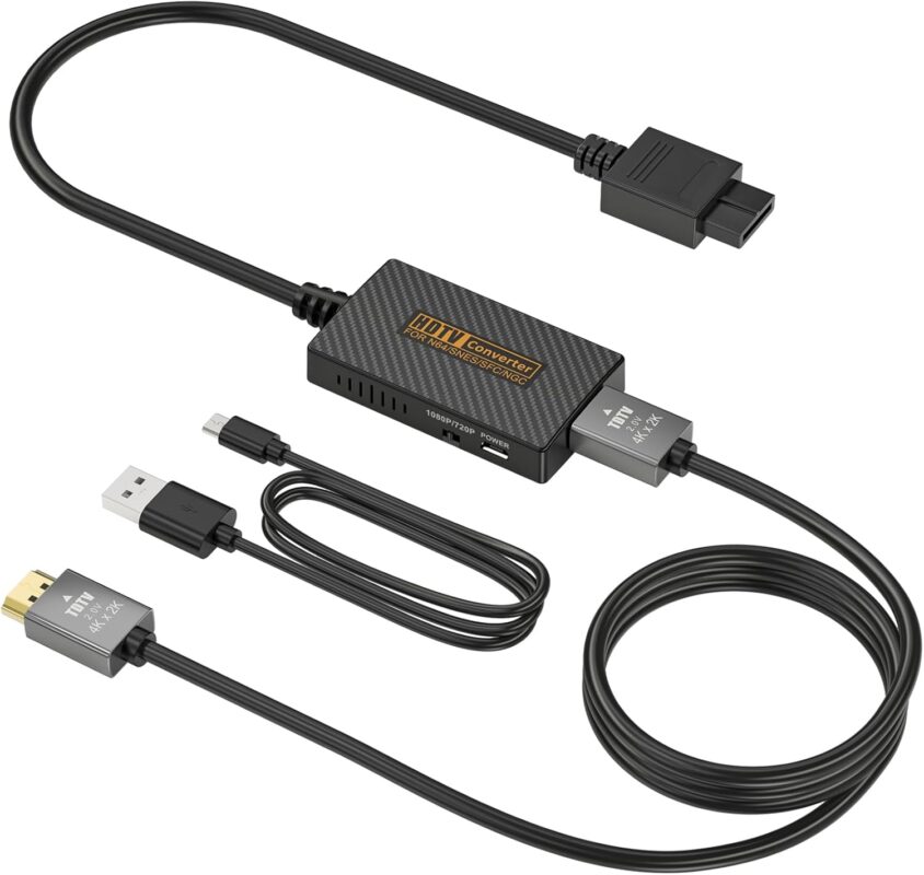 N64 Gamecube to HDMI Adapter, HDMI Converter for Nintendo Gamecube/Nintendo 64/SNES/SFC Console with Link Cable and USB Cable Accessories