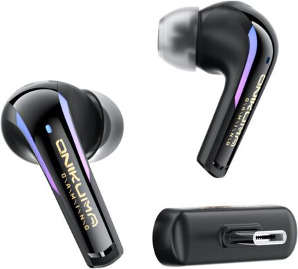 [New Upgrade] Wireless Gaming Earbuds 20ms Ultra-Low Latency, Dual-Mode 2.4GHz + BT5.3 with ENC Mic, USB-C Dongle for PS5/PS4, 3/3S/2, Steam Deck, PC/Mobile