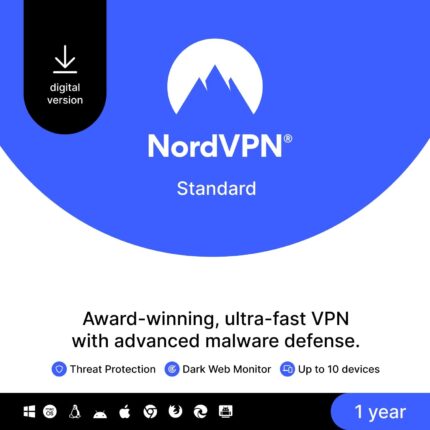 NordVPN Standard, 10 Devices, 1-Year, VPN & Cybersecurity, Digital Code