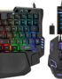 One Handed Half Keyboard Mouse USB Spilitter Type-C Adapter Gaming Combo with RGB LED Backlit 7200DPI CPI Customize 4 Port Adapter Mini Size Small Wired Set for LOL/Wow/fortnite/Dota/PUBG