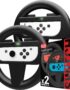 Orzly Steering Wheels for Nintendo Switch & OLED Console JoyCons, Racing Wheels for Mario Kart 8 Deluxe [Mariokart Switch Steering Wheel Joycon Controller Attachment Accessories]-TWIN PACK [2X Black]