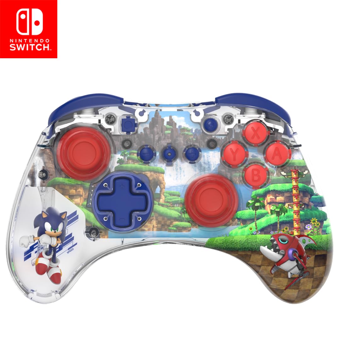 PDP REALMz Wireless Nintendo Switch Pro Controller, Customizable LED, 40 Hour Rechargeable Battery Power, Officially Licensed by Nintendo and SEGA: Sonic Superstars (Sonic Green Hill Zone) PDP REALMz Wireless Nintendo Switch Pro Controller, Customizable LED, 40 Hour Rechargeable Battery Power, Officially Licensed by Nintendo and SEGA: Sonic Superstars (Sonic Green Hill Zone)
