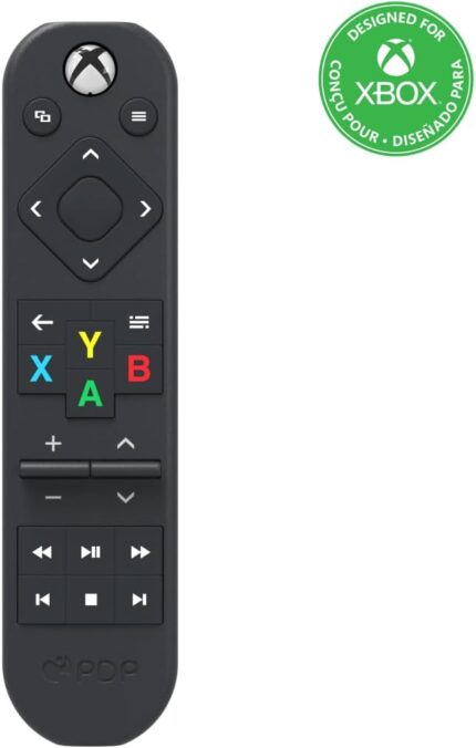 PDP Solis Xbox Gaming Media Remote Control for TV – Fully Licensed by Microsoft for Xbox Series X|S, Xbox One, Solar Powered Rechargeable Battery, Compact Navigation Toggle, Black