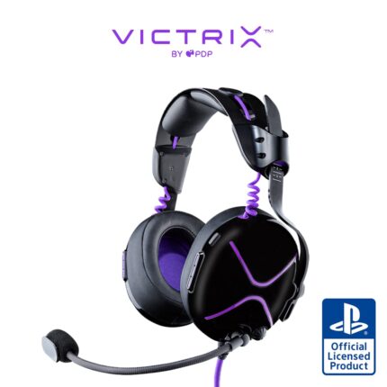 PDP Victrix Pro AF Premium Wired Esports Gaming Headset for PlayStation 5 – Removable Boom Microphone PS4/PS5/PC (Black/Purple)