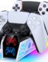 PS5 Controller Charger for Commodore 64 Game, PS5 Charging Dock for Original & Edge with LED & RGB Lighting Mode,Fast Controller Charging Station Stand for PlayStation