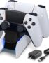 PS5 Controller Charging Station Dock, Dual Charging for Dualsense, playstation 5 Wireless Accessories with Blue LED ON/Off Automatically