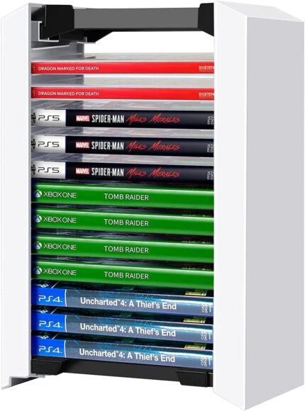 PS5 Game Storage Tower – Universal Disk Holder for 36 Games or Blu-Ray – Rack for PS4, PS5, Xbox Series X/S, Nintendo Switch and Blu-Ray Disks
