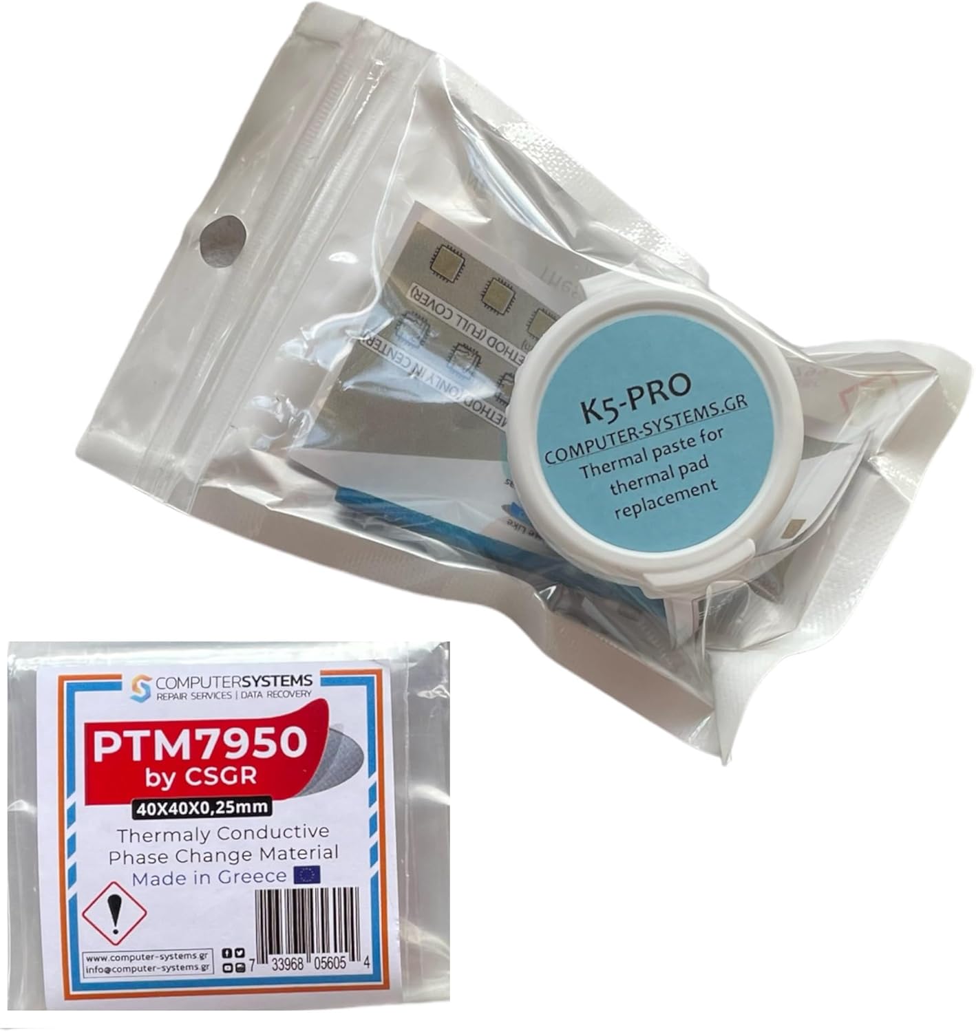 PTM7950 by CSGR 40x40x0.25mm Phase Change Material & K5 PRO 20g Thermal Paste Set – Top Recommended Cooling Solution for PCs & Consoles PTM7950 by CSGR 40x40x0.25mm Phase Change Material & K5 PRO 20g Thermal Paste Set – Top Recommended Cooling Solution for PCs & Consoles